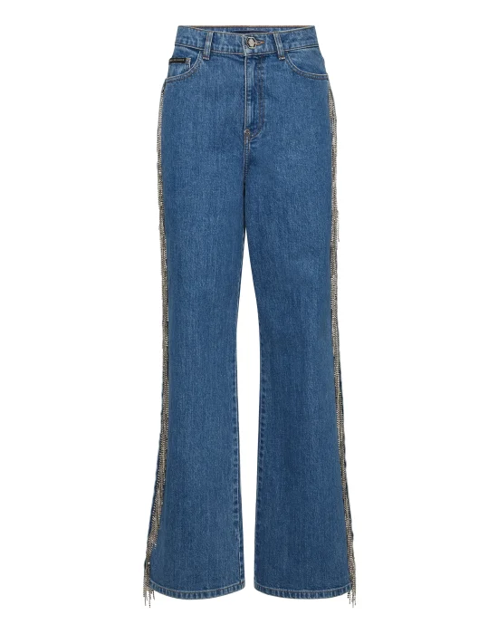 Skater Fit Jeans Crystal Fringes