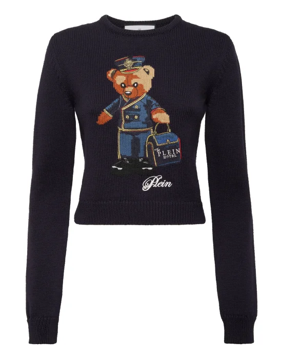 Cropped Round Neck Pullover Teddy Doorman