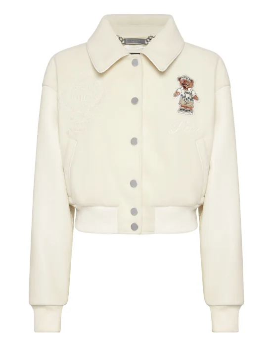 Wool and Leather College Bomber Teddy