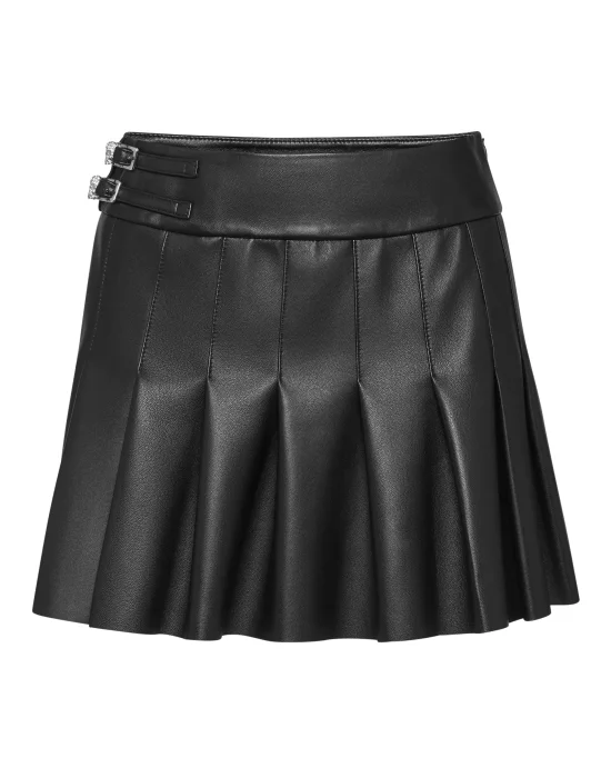 Leather Pleated Mini Skirt