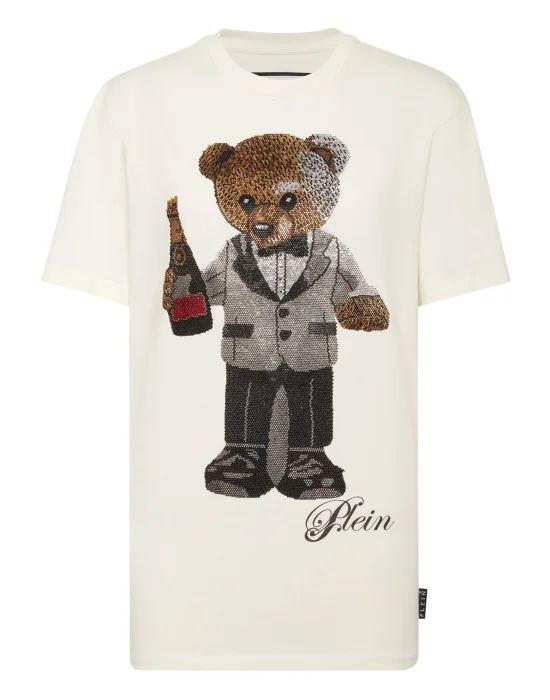 Cotton Man Fit T-Shirt Teddy Waiter Strass