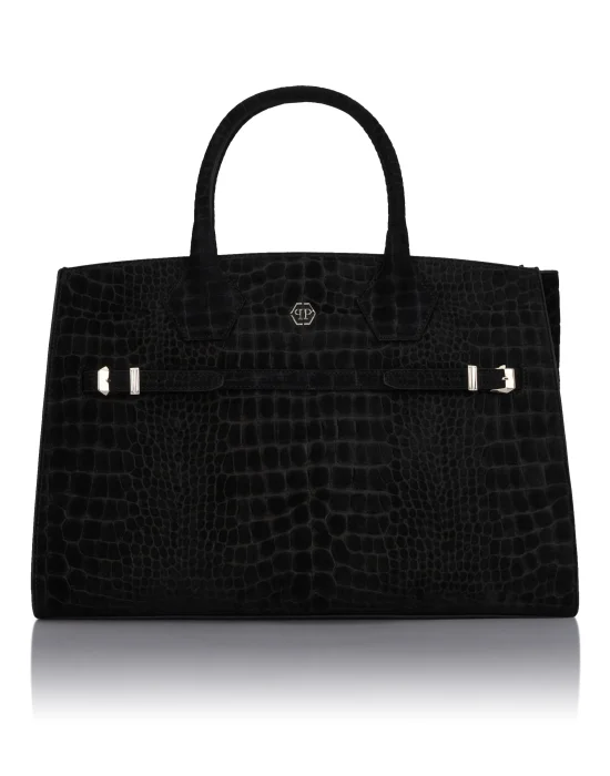Dynasty Large Suede Top Handle Bag Cocco