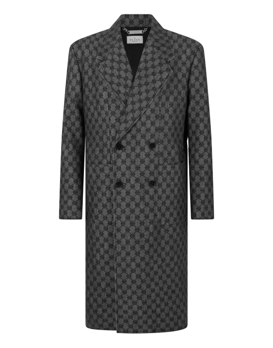 Denim Coat Jacquard Monogram