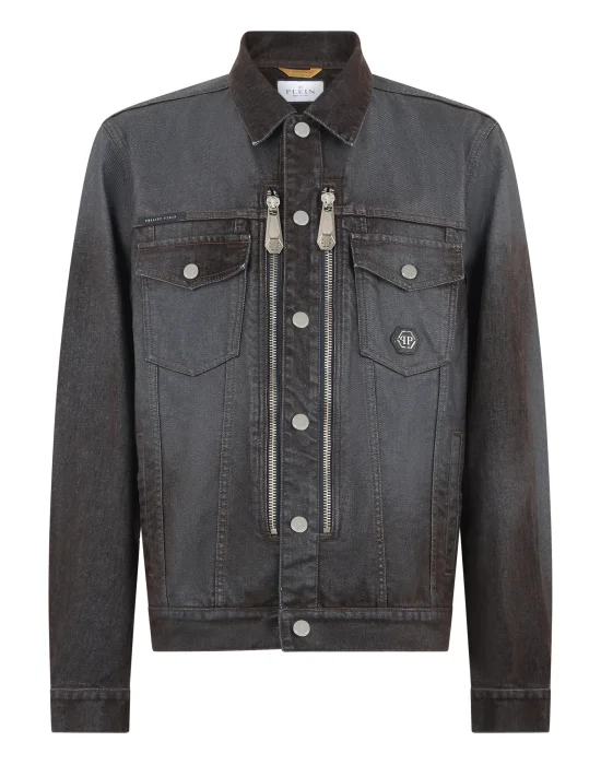 Denim Trucker Jacket Lasered Flock