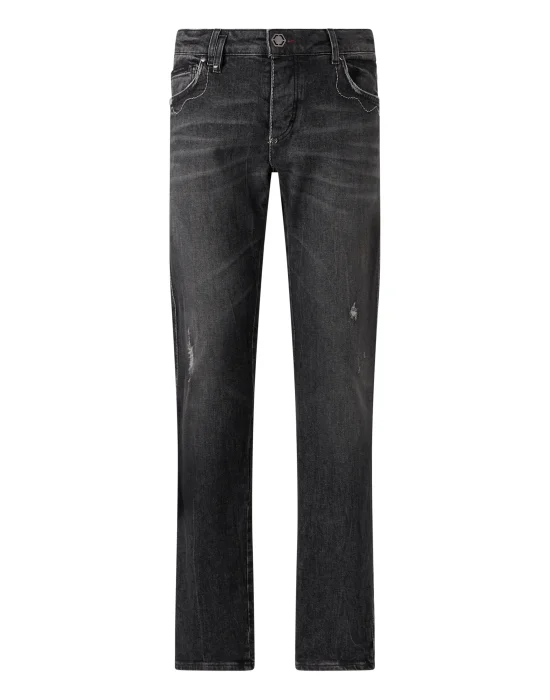 Super Straight Cut Jeans Contrast Stitching
