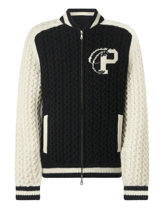 Wool Blend Knitted Bomber Plein Star