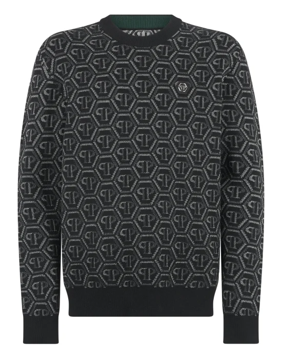 Wool Round Neck Pullover Monogram