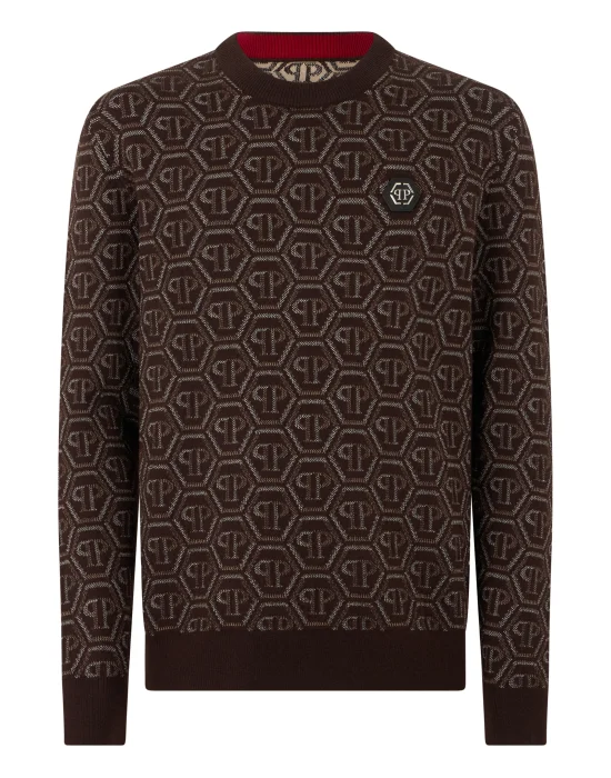 Wool Round Neck Pullover Monogram