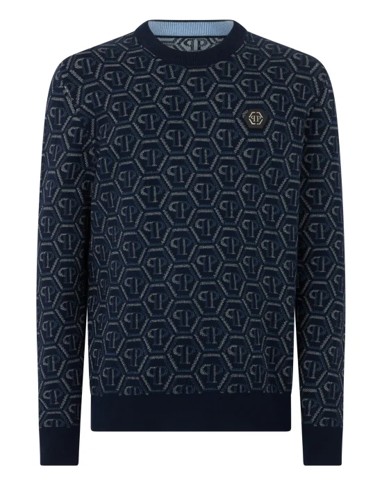 Wool Round Neck Pullover Monogram