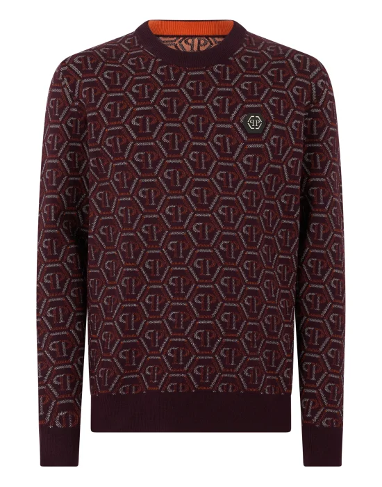 Wool Round Neck Pullover Monogram
