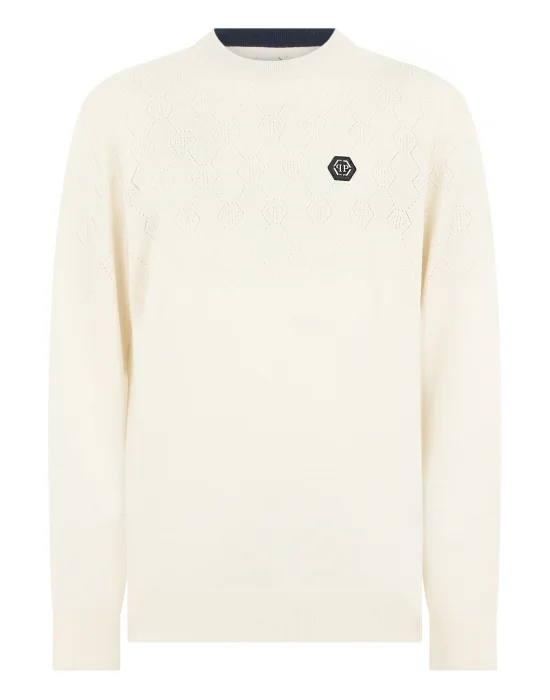 Wool Round Neck Pullover Monogram