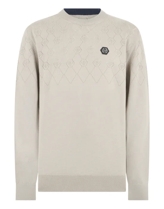 Wool Round Neck Pullover Monogram