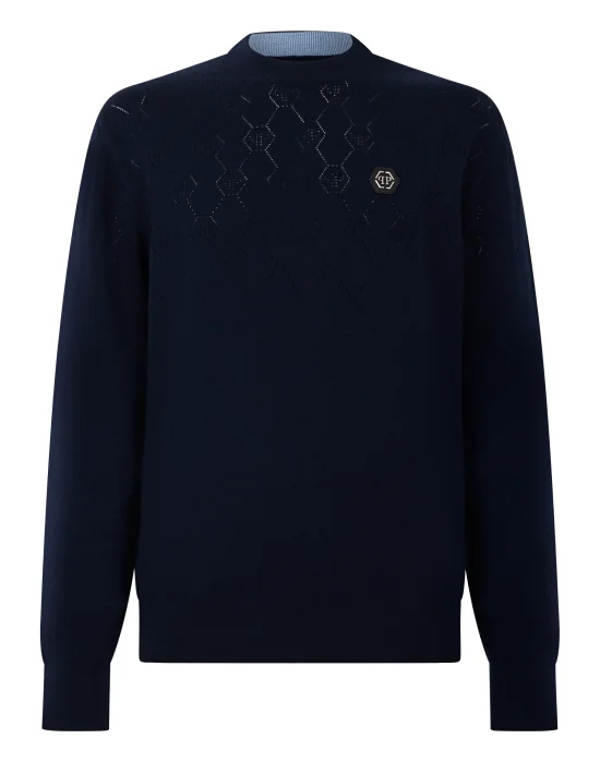 Wool Round Neck Pullover Monogram