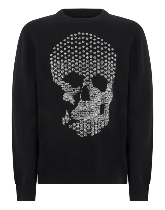Cashmere Roundneck Pullover Skull Strass