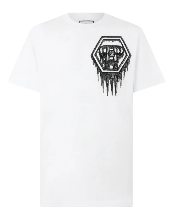 Round Neck T-Shirt Neon Space Hexagon
