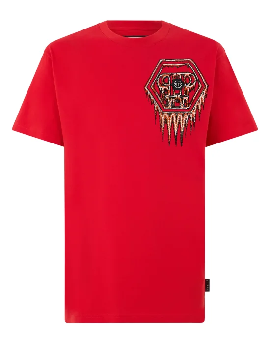 Round Neck T-Shirt Neon Space Hexagon