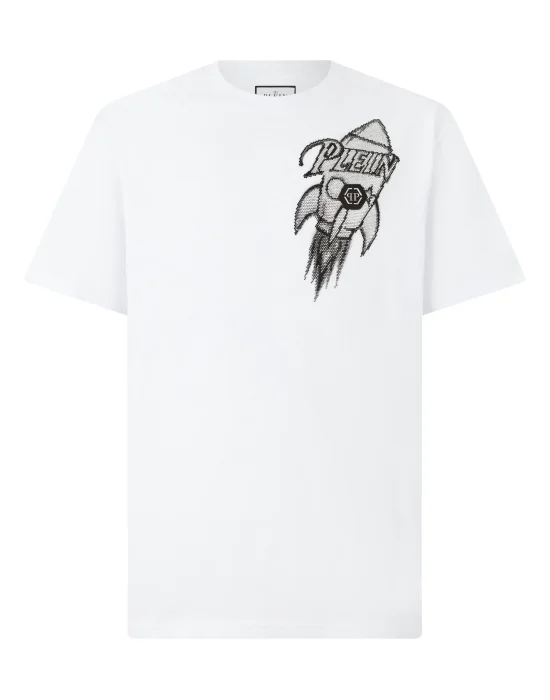 Round Neck T-Shirt Neon Space Rocket