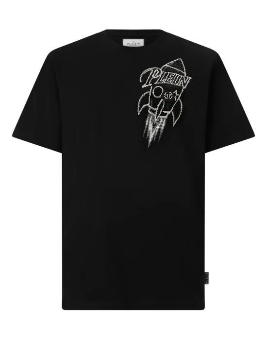 Round Neck T-Shirt Neon Space Rocket