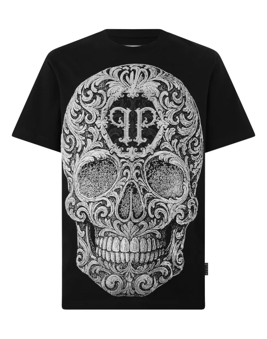 Round Neck T-Shirt Baroque Skull Stones