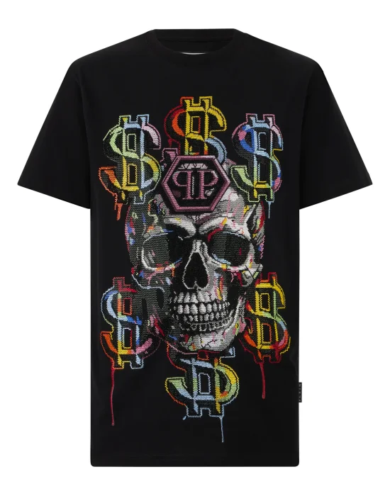 Round Neck T-Shirt Dollar Skull Stones