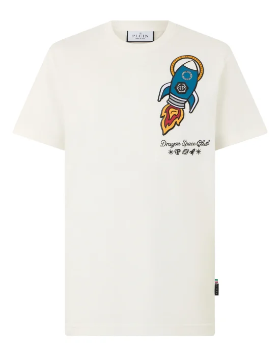 Round Neck T-Shirt Space Rocket Patch