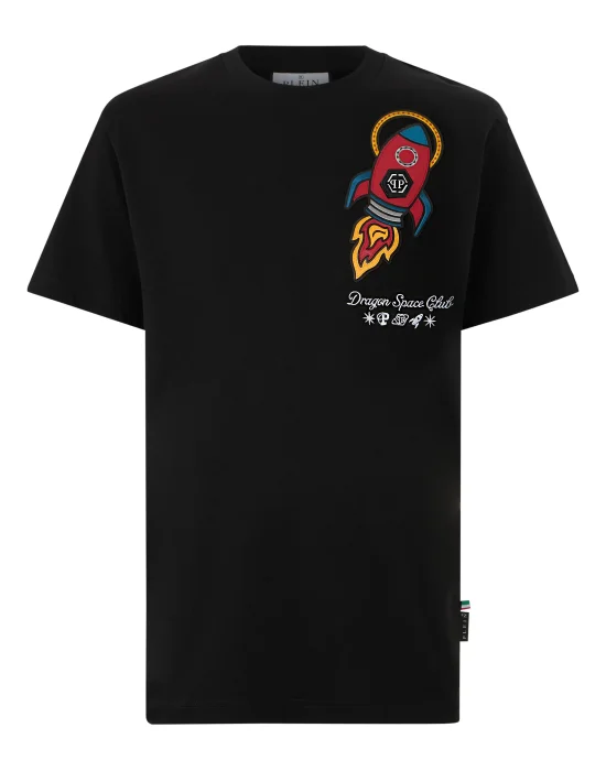 Round Neck T-Shirt Space Rocket Patch
