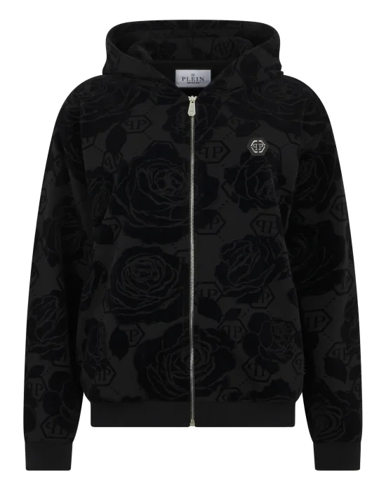 Zip Hoodie Flock Flower Monogram