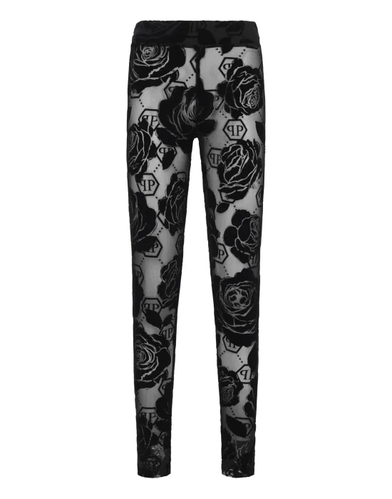 Tulle Leggings Flock Flower Monogram