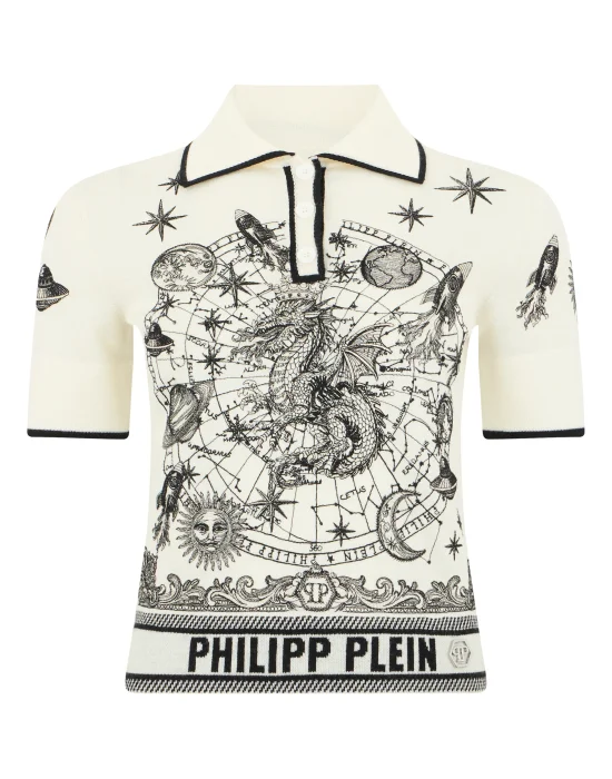 Knitted Polo T-Shirt Lurex Zodiac