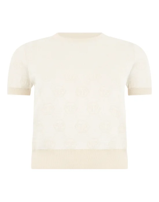 Merino Wool T-Shirt Jacquard Monogram