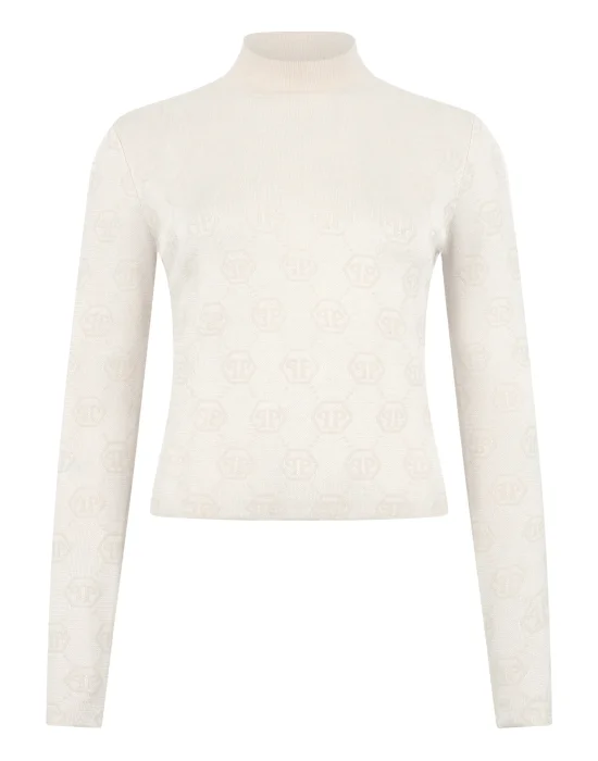 Merino Wool Turtle Neck Jacquard Monogram