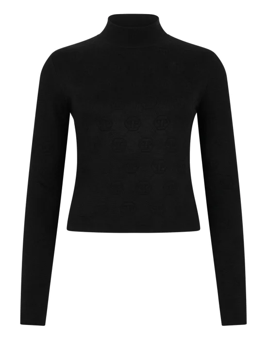 Merino Wool Turtle Neck Jacquard Monogram