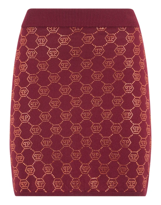 Wool Knitted Skirt Monogram Strass