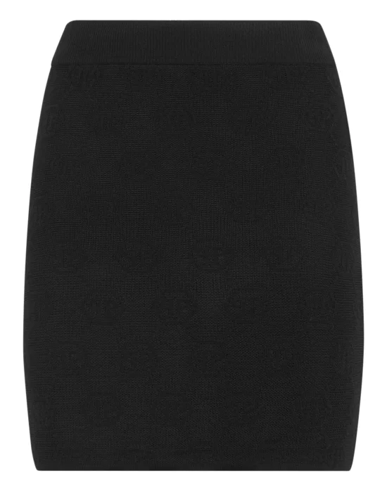 Merino Wool Mini Skirt Jacquard Monogram