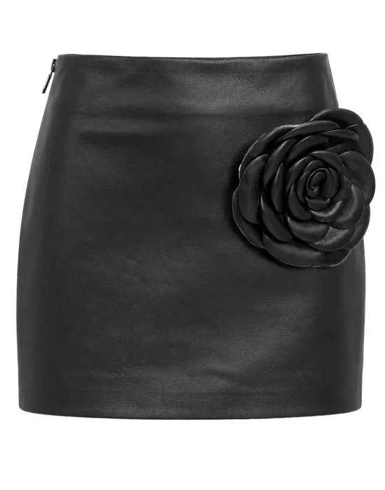 Leather Mini Skirt Flower