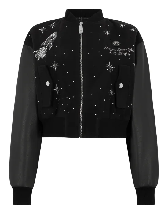 Regular Fit Bomber Strass Zodiac