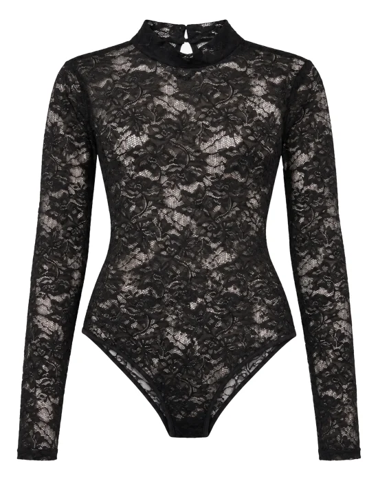 Lace Bodysuit Monogram Strass Monogram Strass