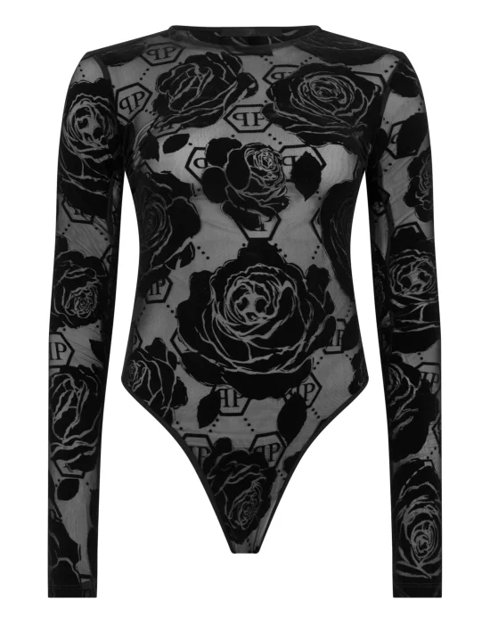 Tulle Body Flock Flower Monogram
