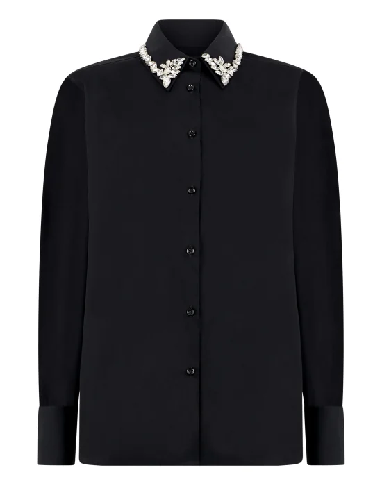 Chiffon Regular Shirt Crystal Collar