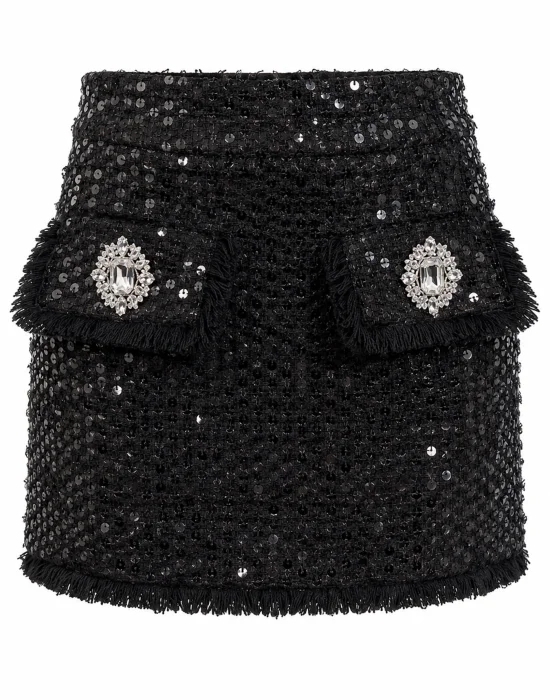 Tweed Mini Skirt Paillettes