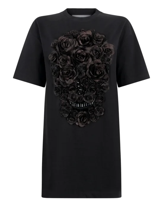 T-Shirt Mini Dress Flower Skull