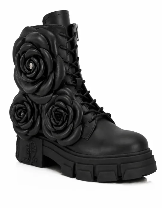 Lace-Up Boots Gothic Plein Flowers