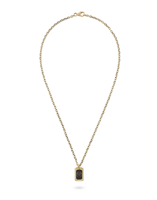 Yellow Gold Long Chain Necklace PLEIN TAG