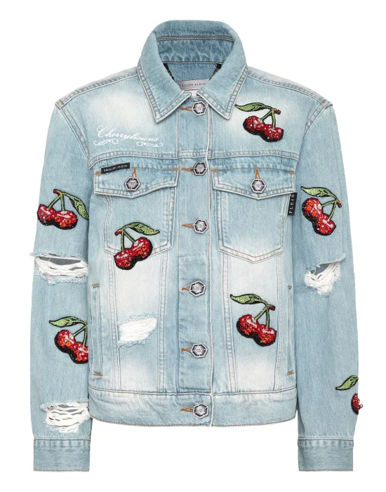 Denim Regular Jacket Cherries Destroyed