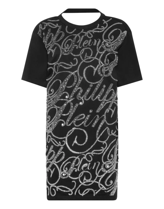 T-shirt Short Dress Signature Strass