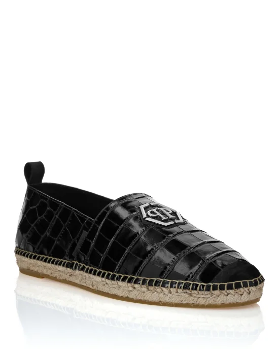 Leather Espadrillas Crocco Print Hexagon