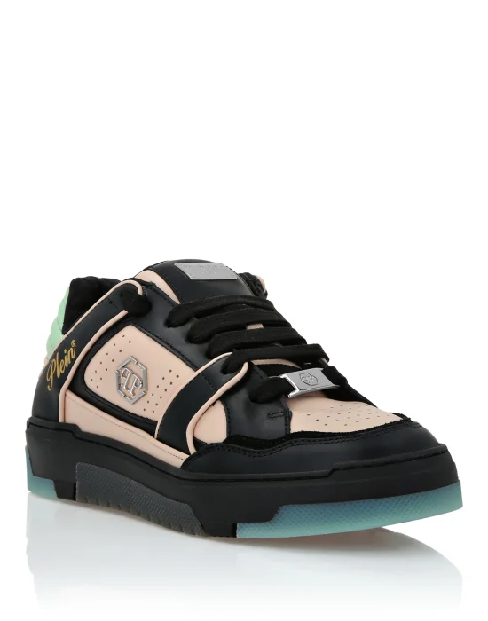 Mix Leather Lo-Top Sneakers Hexagon