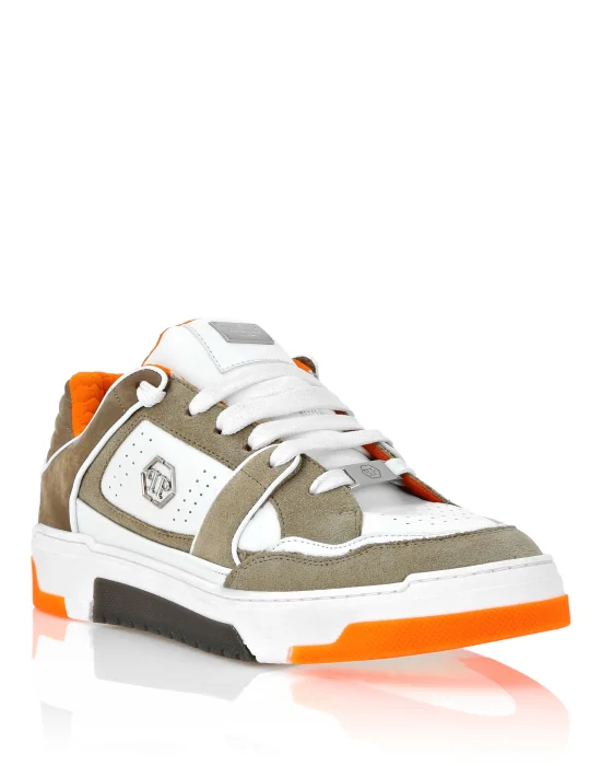 Mix Leather Lo-Top Sneakers Hexagon