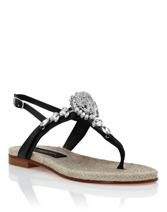 Flat Sandals Strass Skull