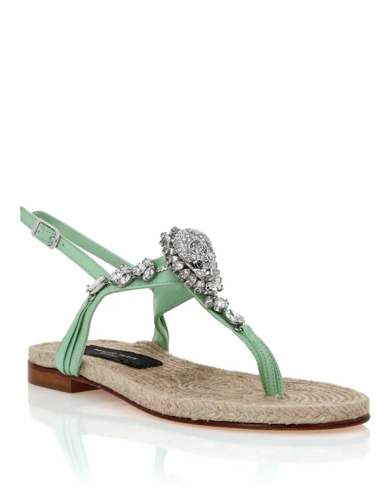 Flat Sandals Strass Skull